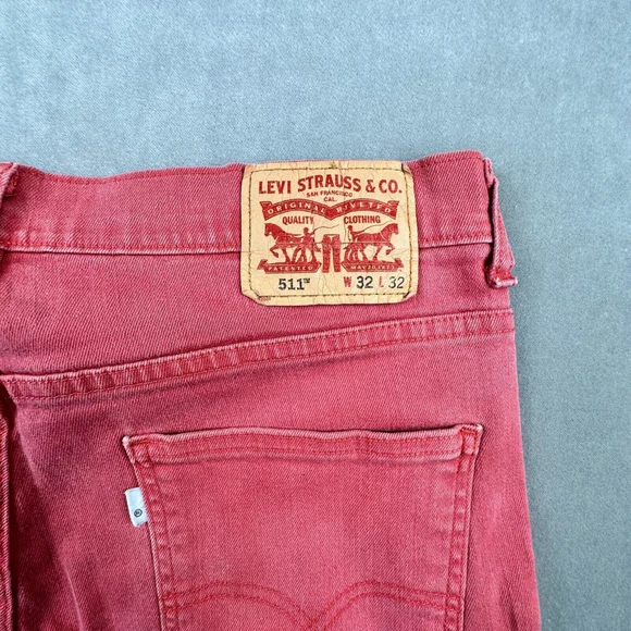LEVIS 511 Jeans Slim Straight Light Red Dusty Rose MENS Size 34x32 - Picture 4 of 16